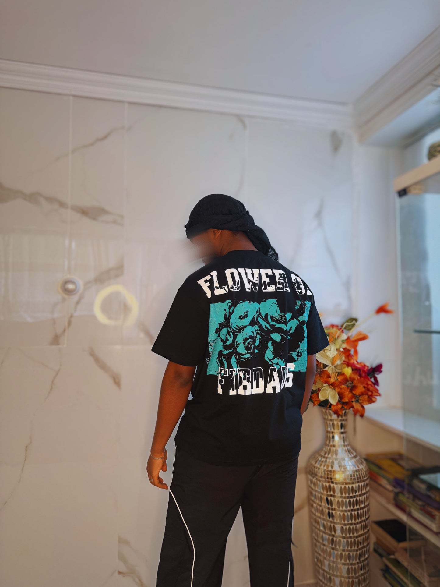"Flower of Firdaus" Black Tee