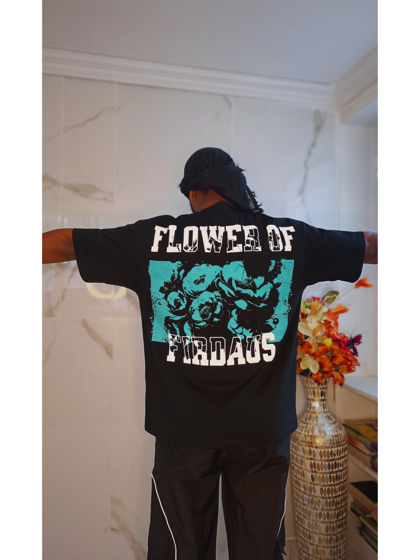 "Flower of Firdaus" Black Tee